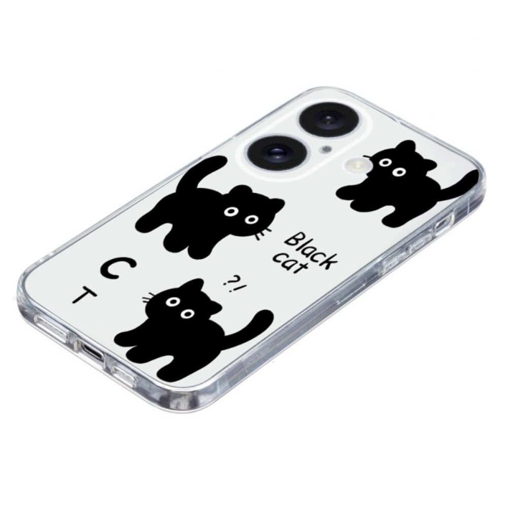 Kryt iPhone 16 Transparent Edge Black Cats