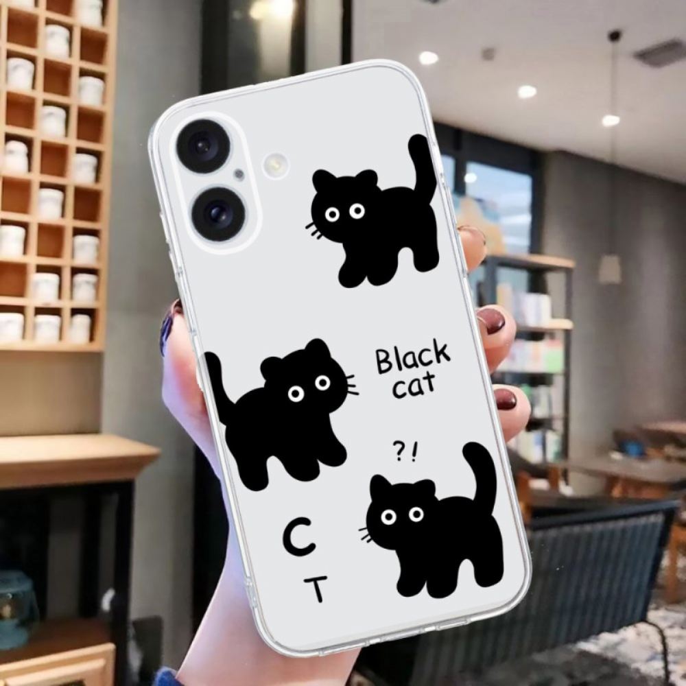 Kryt iPhone 16 Transparent Edge Black Cats