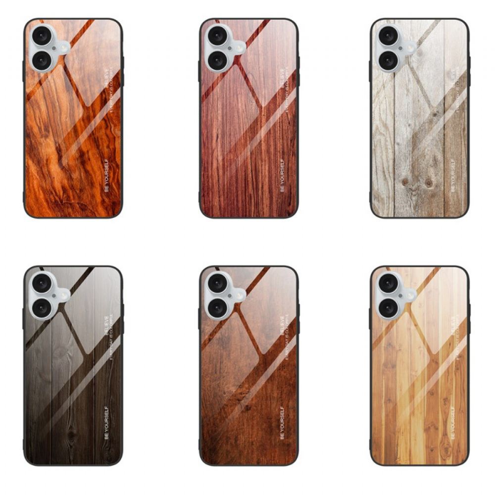 Kryt Na iPhone 16 Tvrzené Sklo Dřevo