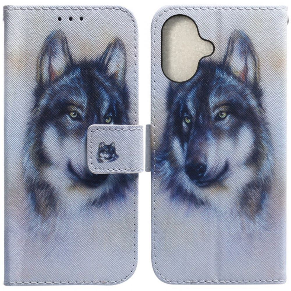 Peněženková Pouzdra iPhone 16 Akvarel Vlk