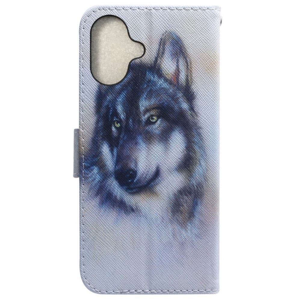 Peněženková Pouzdra iPhone 16 Akvarel Vlk