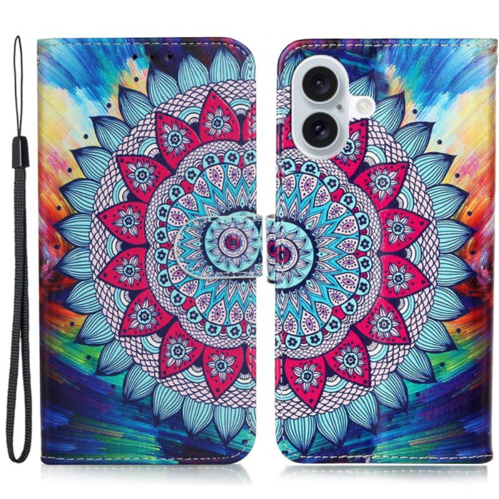 Peněženková Pouzdra iPhone 16 Kryty Na Mobil Báječná Mandala S Popruhem