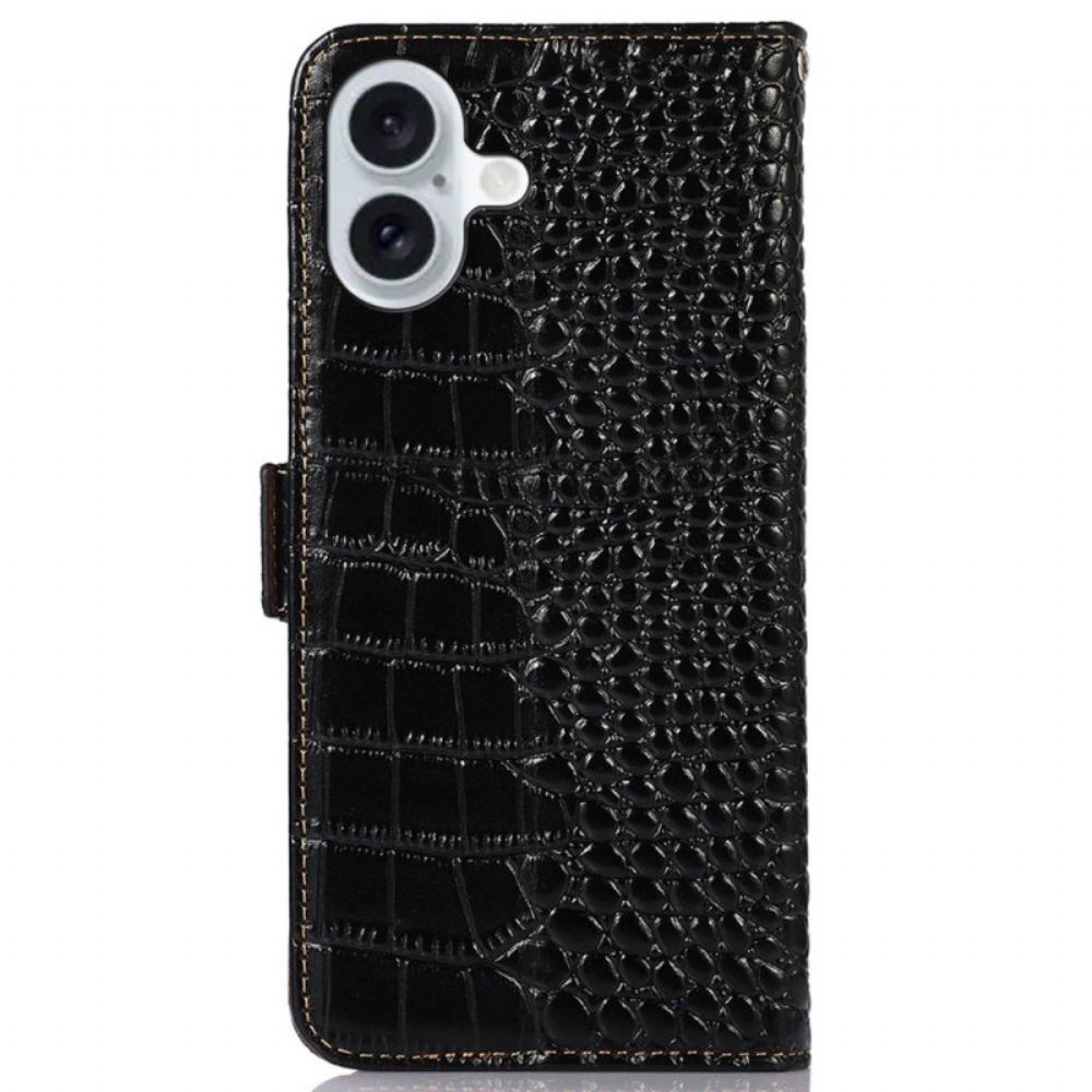 Peněženková Pouzdra iPhone 16 Kryty Na Mobil Krokodýlí Textura