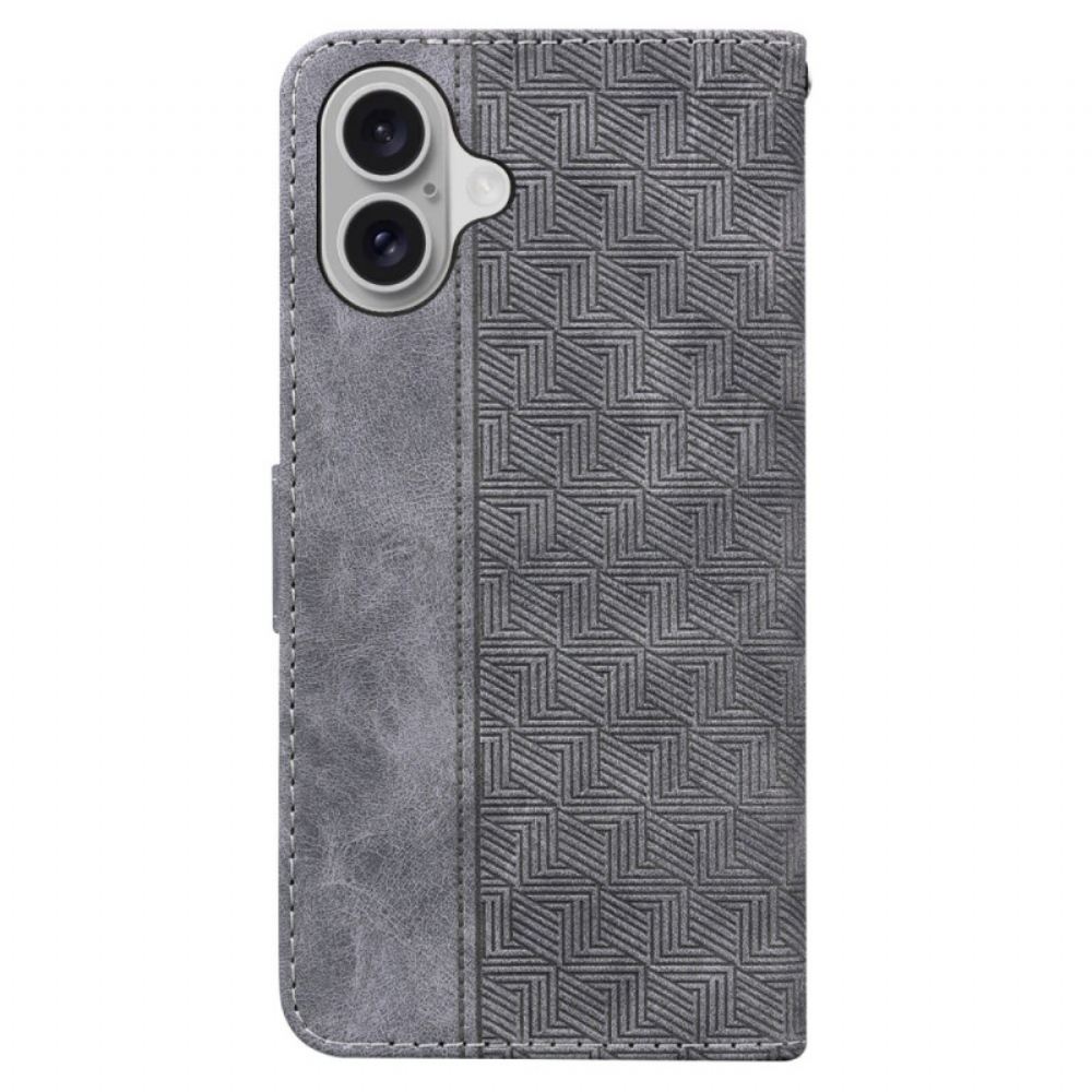 Peněženková Pouzdra iPhone 16 Kryty Na Mobil Páskový Tkaný Vzor