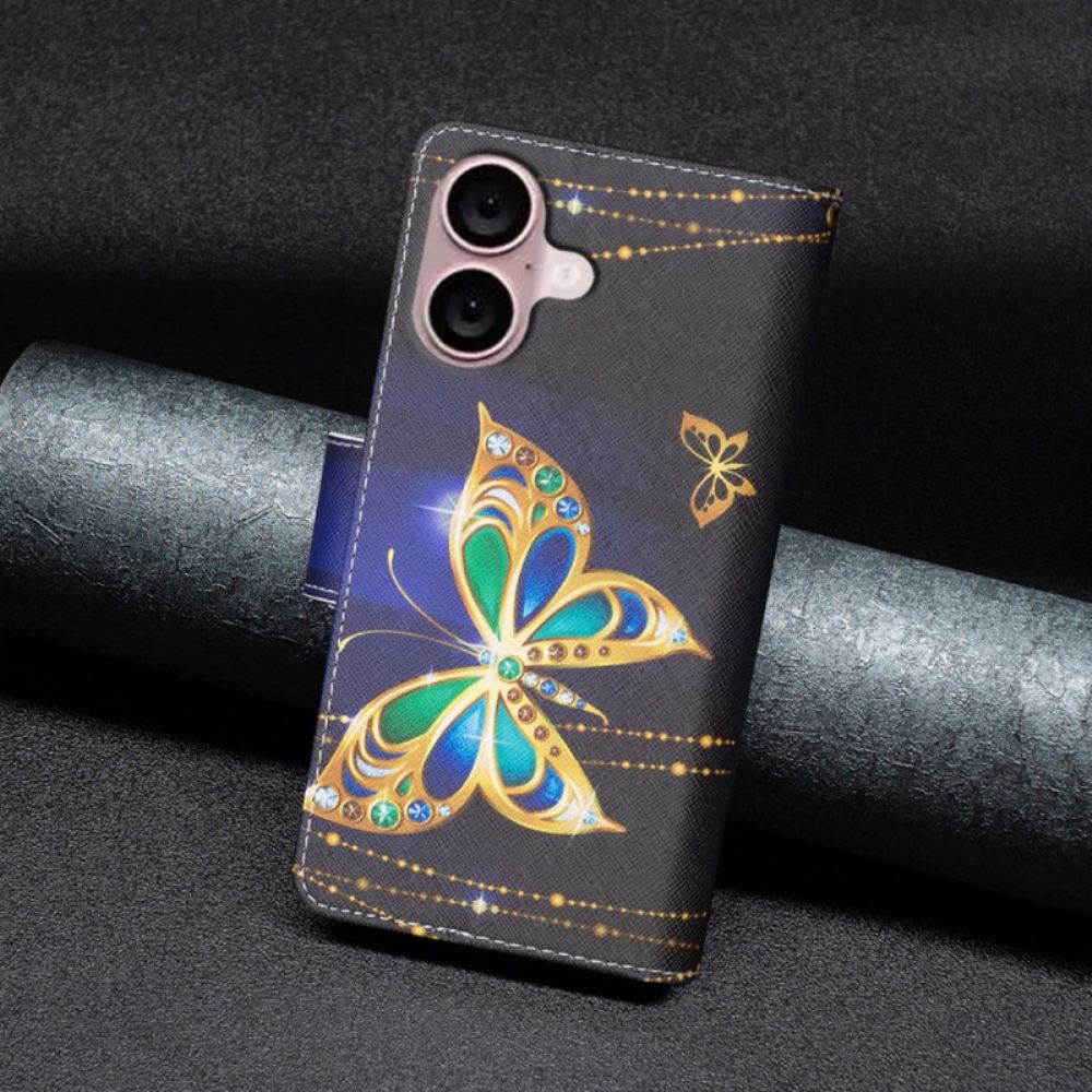 Peněženková Pouzdra iPhone 16 Kryty Na Mobil Peněženka Vzácných Motýlů