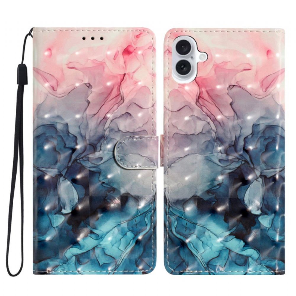 Peněženková Pouzdra iPhone 16 Růžově Modrý Mramor