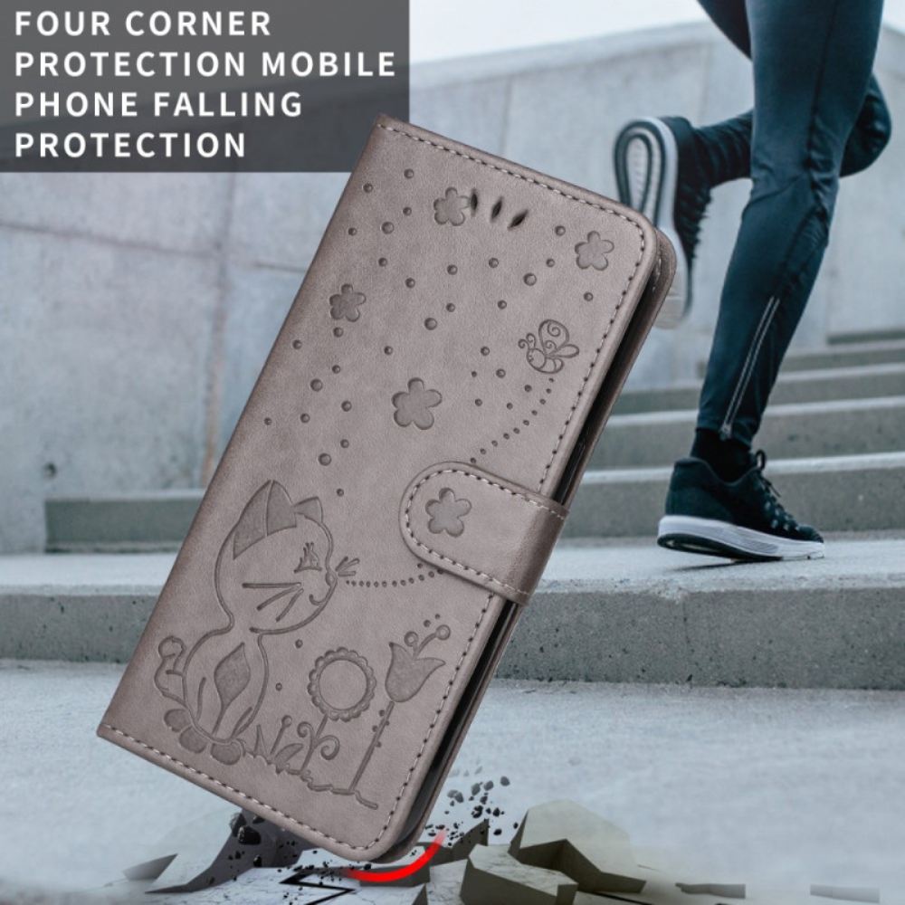 Kožený Kryt Huawei Pura 80 Kočka A Včela