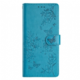 Kožený Kryt Samsung Galaxy S26 Ultra Květinoví Motýli