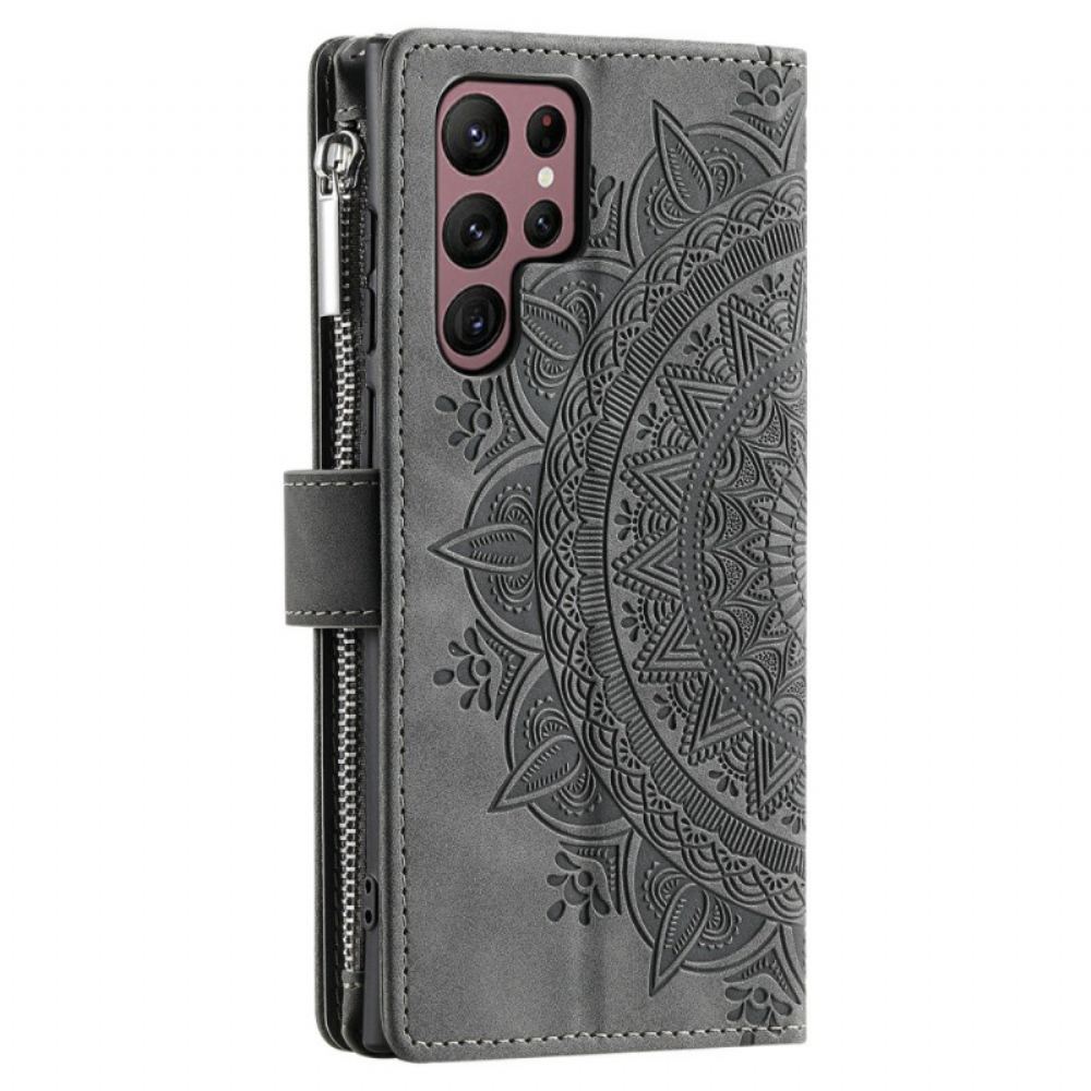 Kožený Kryt Samsung Galaxy S26 Ultra Peněženka Mandala
