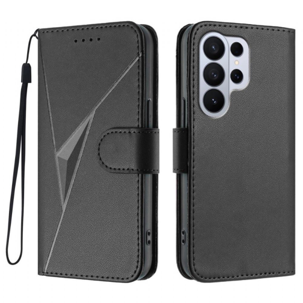 Kožený Kryt Samsung Galaxy S26 Ultra Trojúhelníkový Vzor