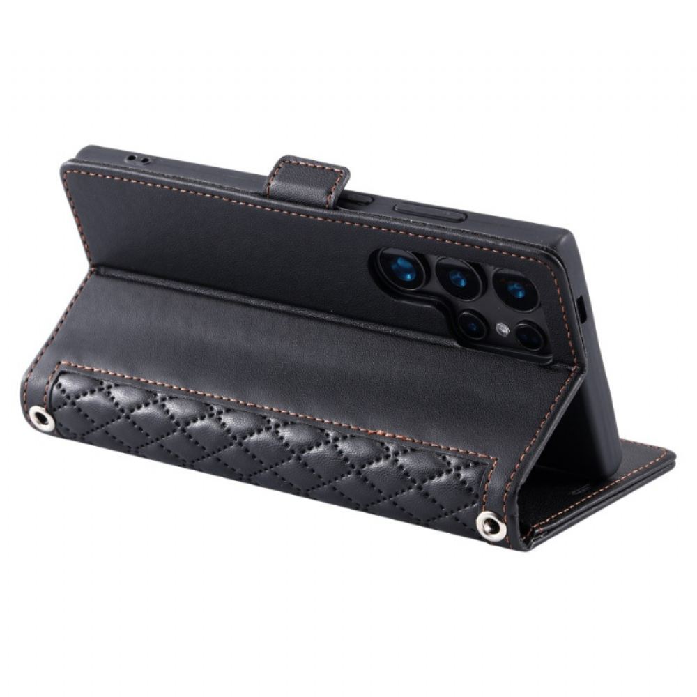 Peněženková Pouzdra Samsung Galaxy S26 Ultra Prošívaná S Páskem