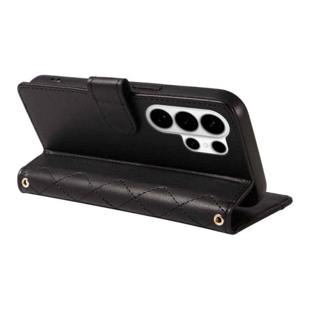 Peněženková Pouzdra Samsung Galaxy S26 Ultra Prošívané S Popruhem A Ramenním Popruhem