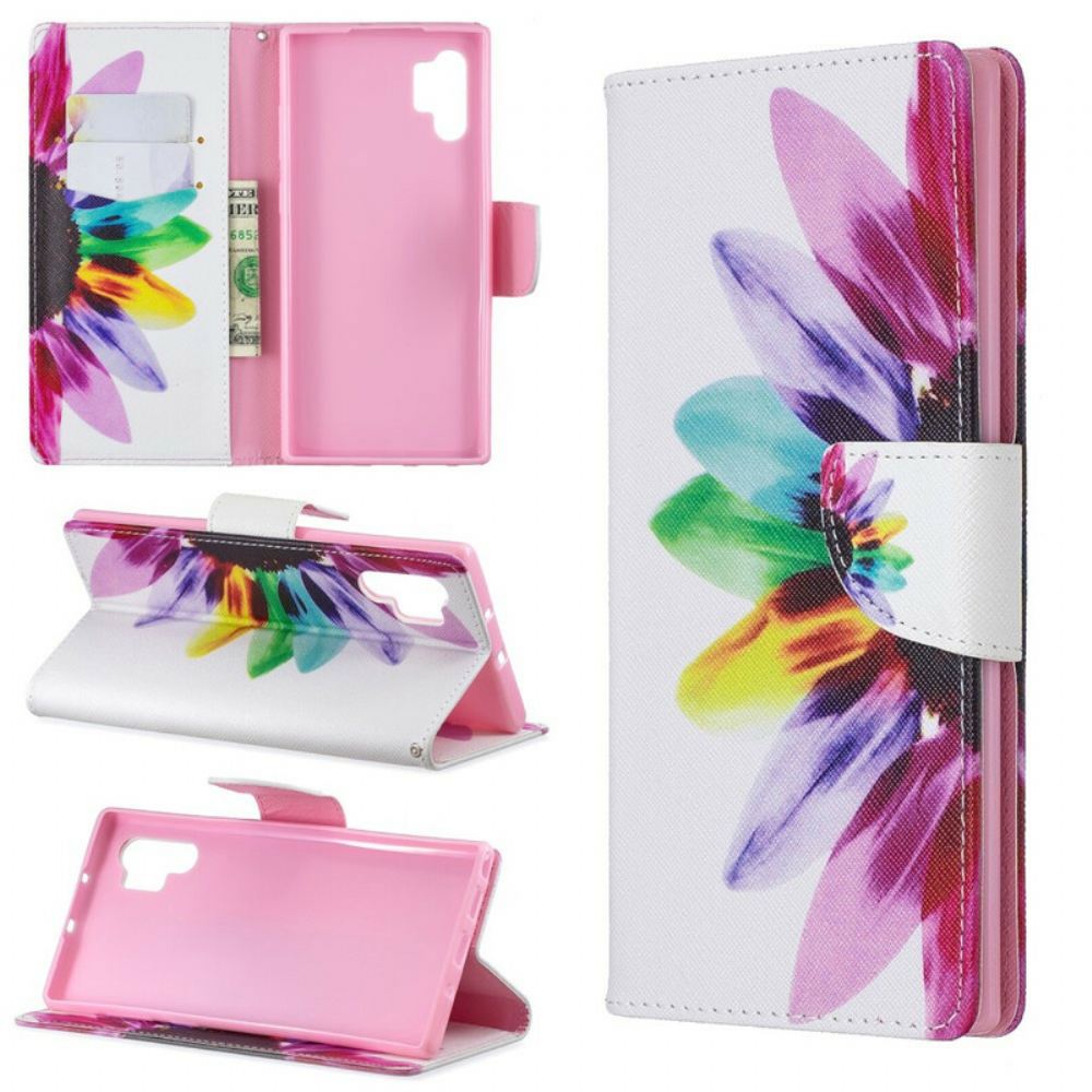 Flipové Pouzdro Na Samsung Galaxy Note 10 Plus Květina Akvarelu