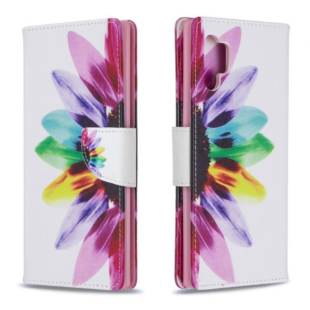 Flipové Pouzdro Na Samsung Galaxy Note 10 Plus Květina Akvarelu
