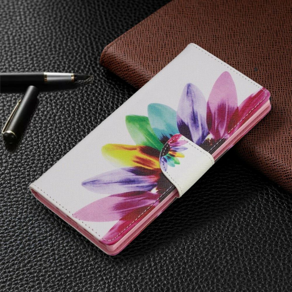 Flipové Pouzdro Na Samsung Galaxy Note 10 Plus Květina Akvarelu