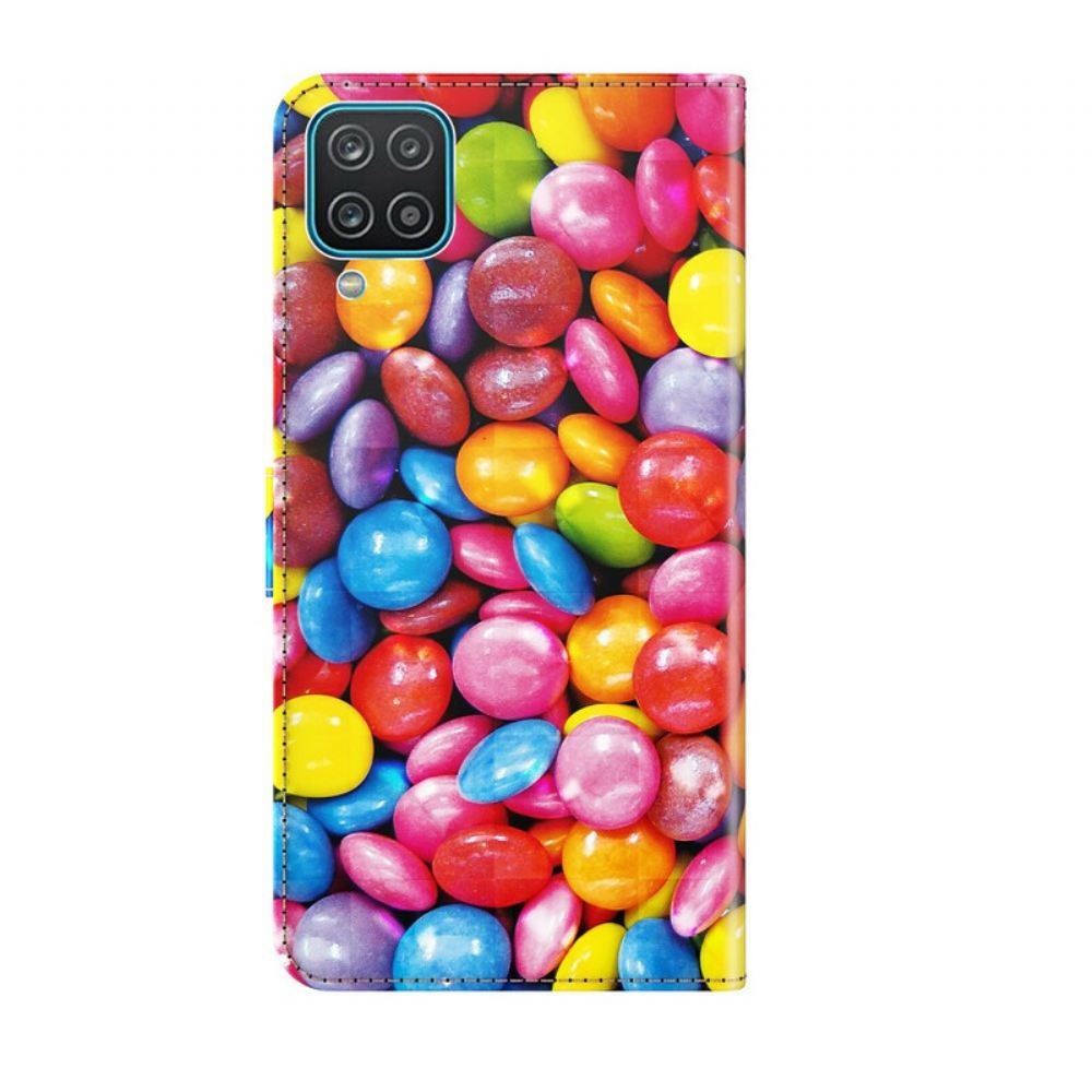 Flipové Pouzdro Na Samsung Galaxy A12 / M12 Cukroví Se Šňůrkou