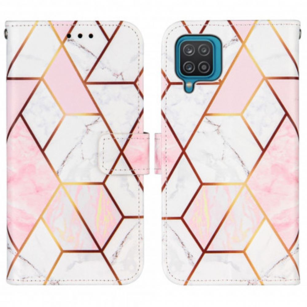 Flipové Pouzdro Na Samsung Galaxy A12 / M12 Geometrický Mramor