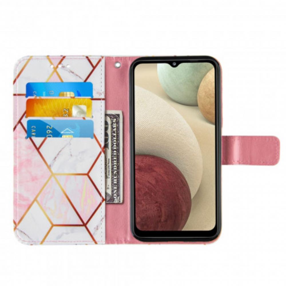 Flipové Pouzdro Na Samsung Galaxy A12 / M12 Geometrický Mramor