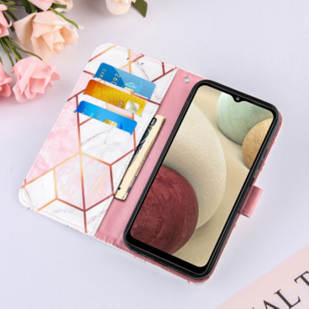 Flipové Pouzdro Na Samsung Galaxy A12 / M12 Geometrický Mramor