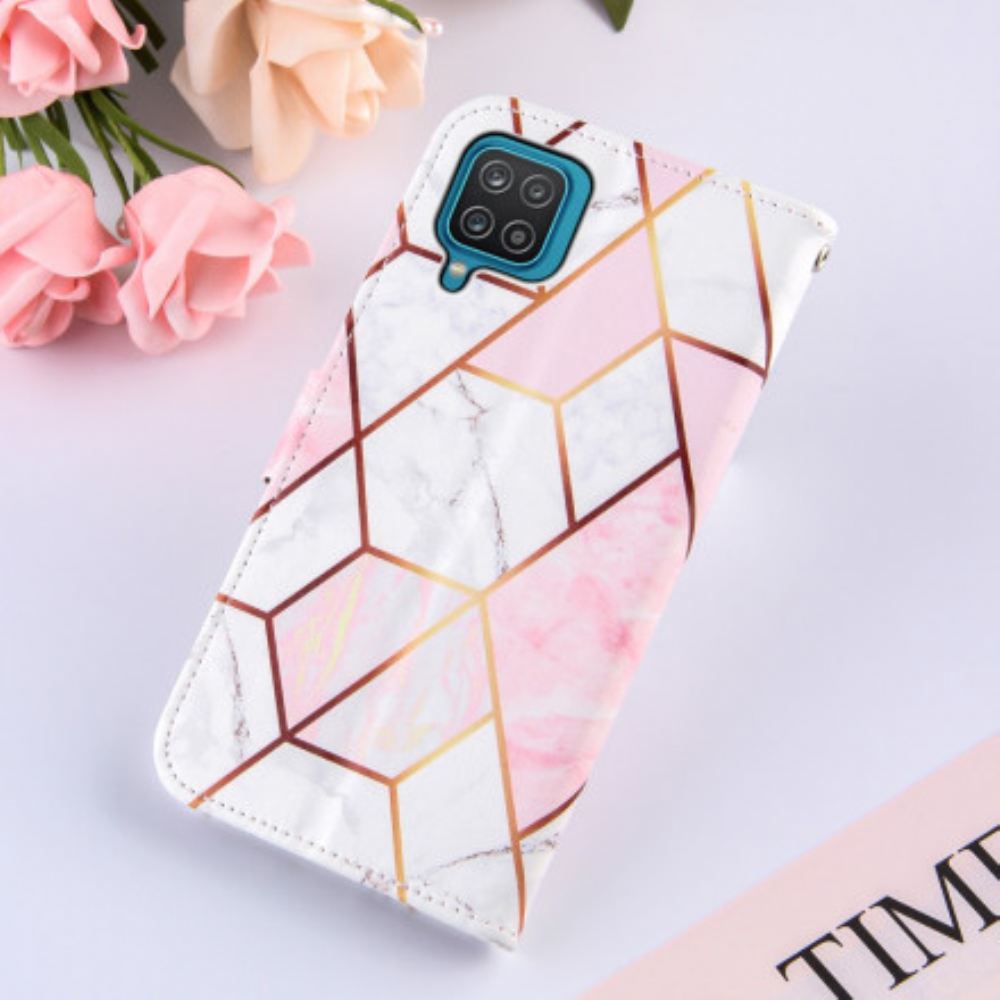 Flipové Pouzdro Na Samsung Galaxy A12 / M12 Geometrický Mramor
