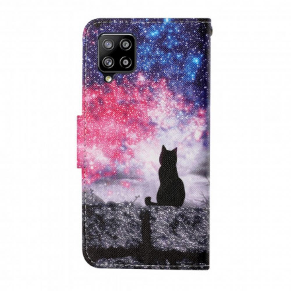 Flipové Pouzdro Na Samsung Galaxy A12 / M12 Příběhy Koček S Lanyardem
