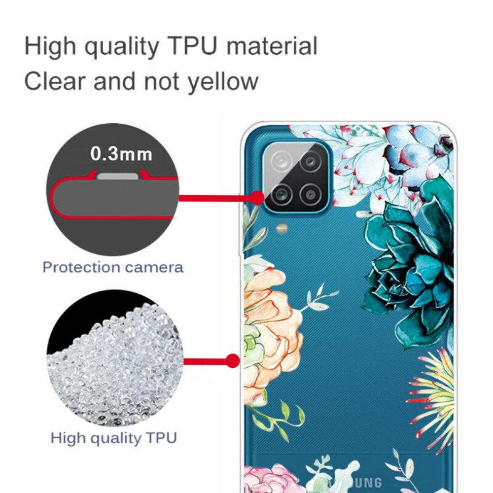 Kryt Na Samsung Galaxy A12 / M12 Bezešvé Akvarelové Květiny