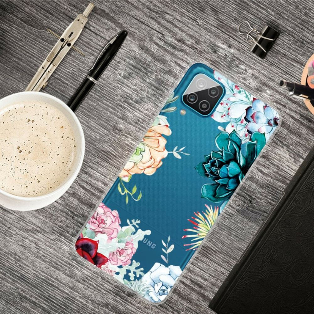 Kryt Na Samsung Galaxy A12 / M12 Bezešvé Akvarelové Květiny