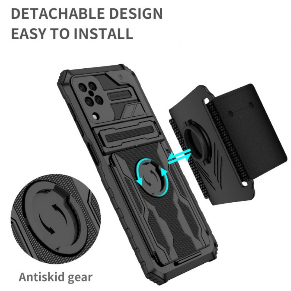 Kryt Na Samsung Galaxy A12 / M12 Držák Na Karty Na Zip A Stojánek