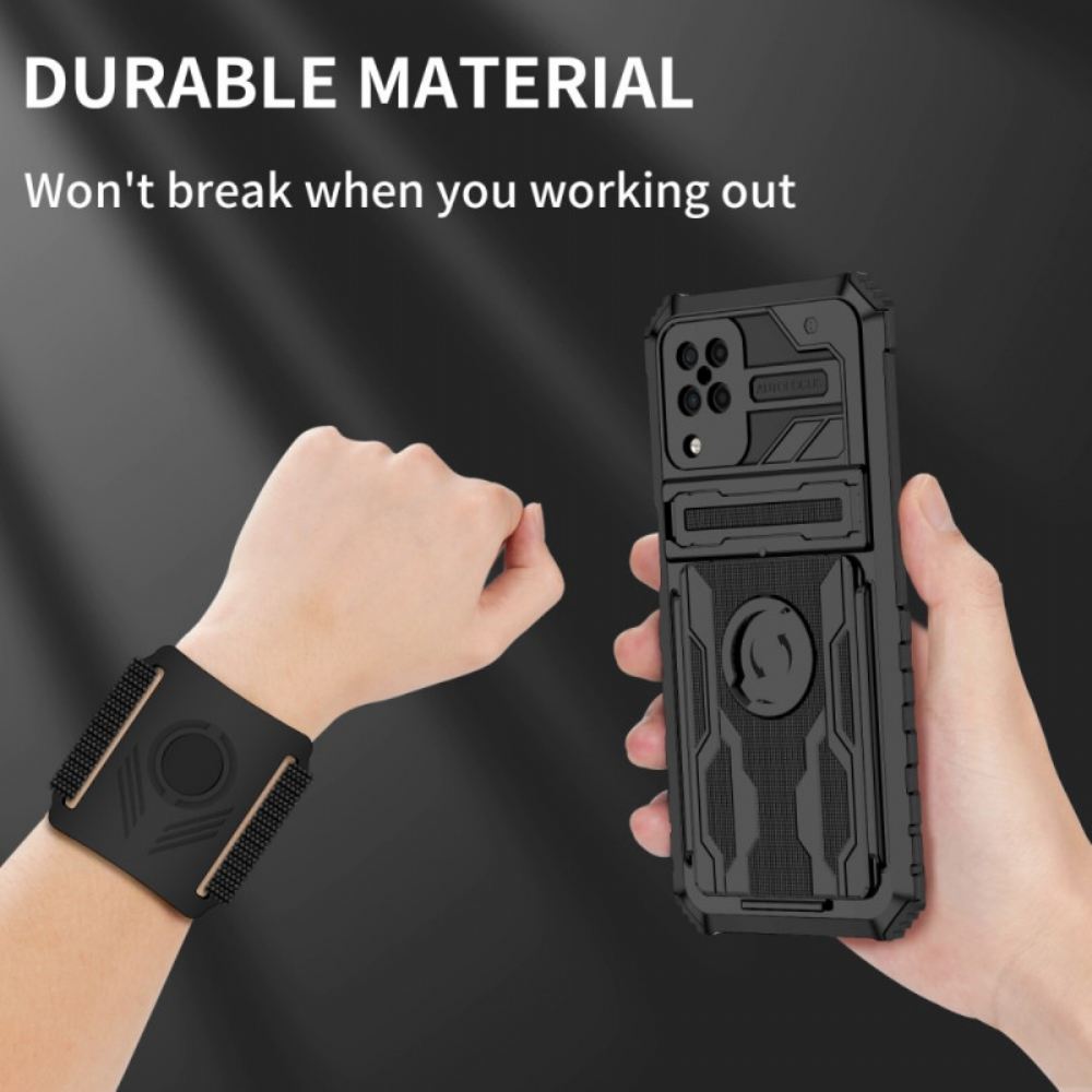 Kryt Na Samsung Galaxy A12 / M12 Držák Na Karty Na Zip A Stojánek