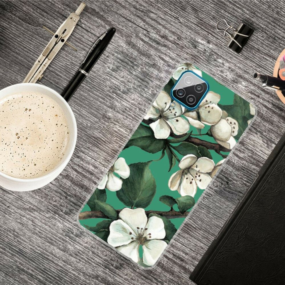Kryt Na Samsung Galaxy A12 / M12 Malované Bílé Květy