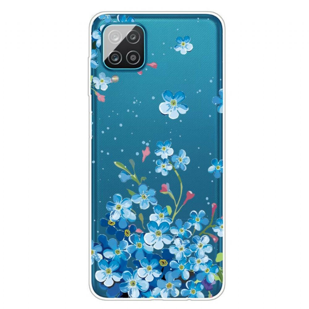 Kryt Na Samsung Galaxy A12 / M12 Modré Květy
