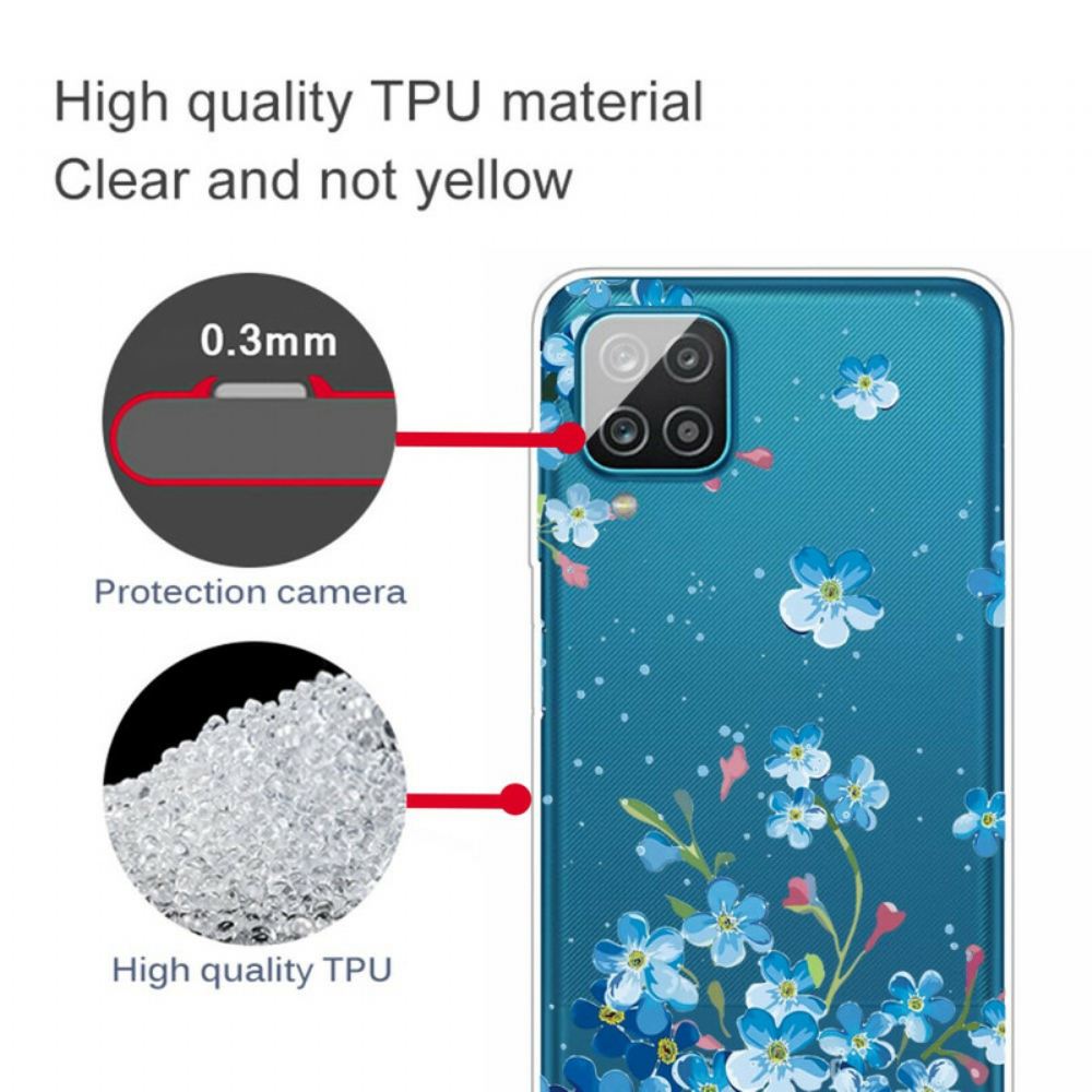 Kryt Na Samsung Galaxy A12 / M12 Modré Květy