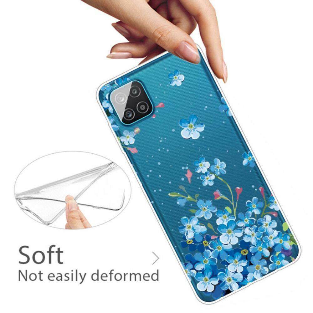 Kryt Na Samsung Galaxy A12 / M12 Modré Květy
