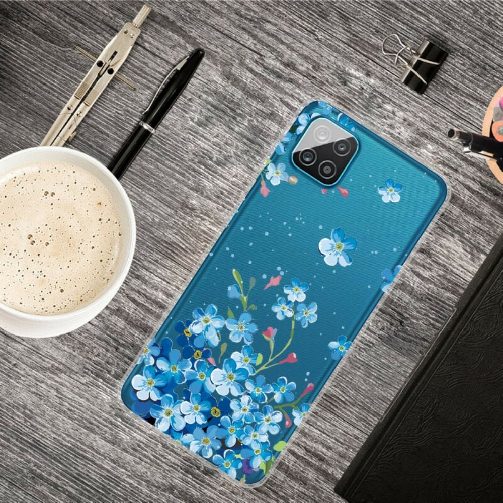 Kryt Na Samsung Galaxy A12 / M12 Modré Květy