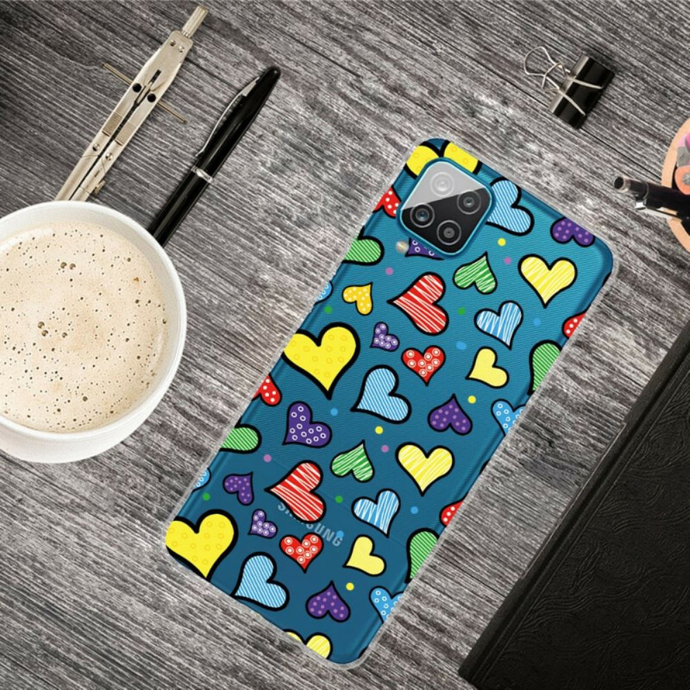 Kryt Na Samsung Galaxy A12 / M12 Vícebarevná Srdce