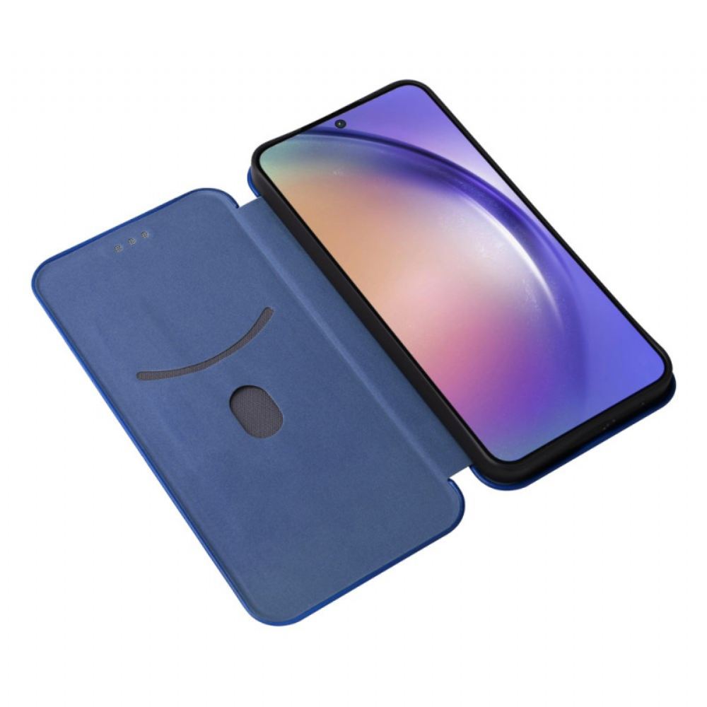 Kožené Pouzdro Folio Na Samsung Galaxy A55 5g Textura Uhlíkových Vláken