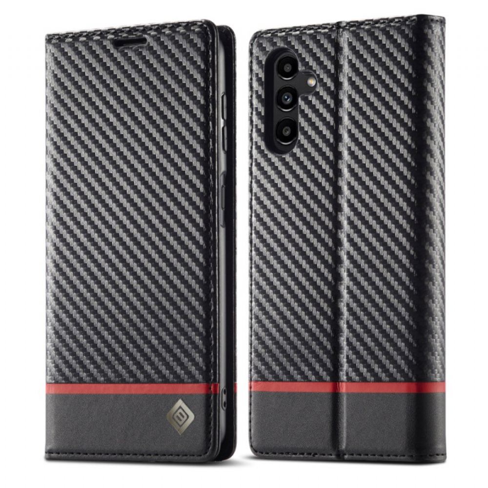Kožené Pouzdro Folio Na Samsung Galaxy A55 5g Uhlíkové Vlákno Lc.imeeke