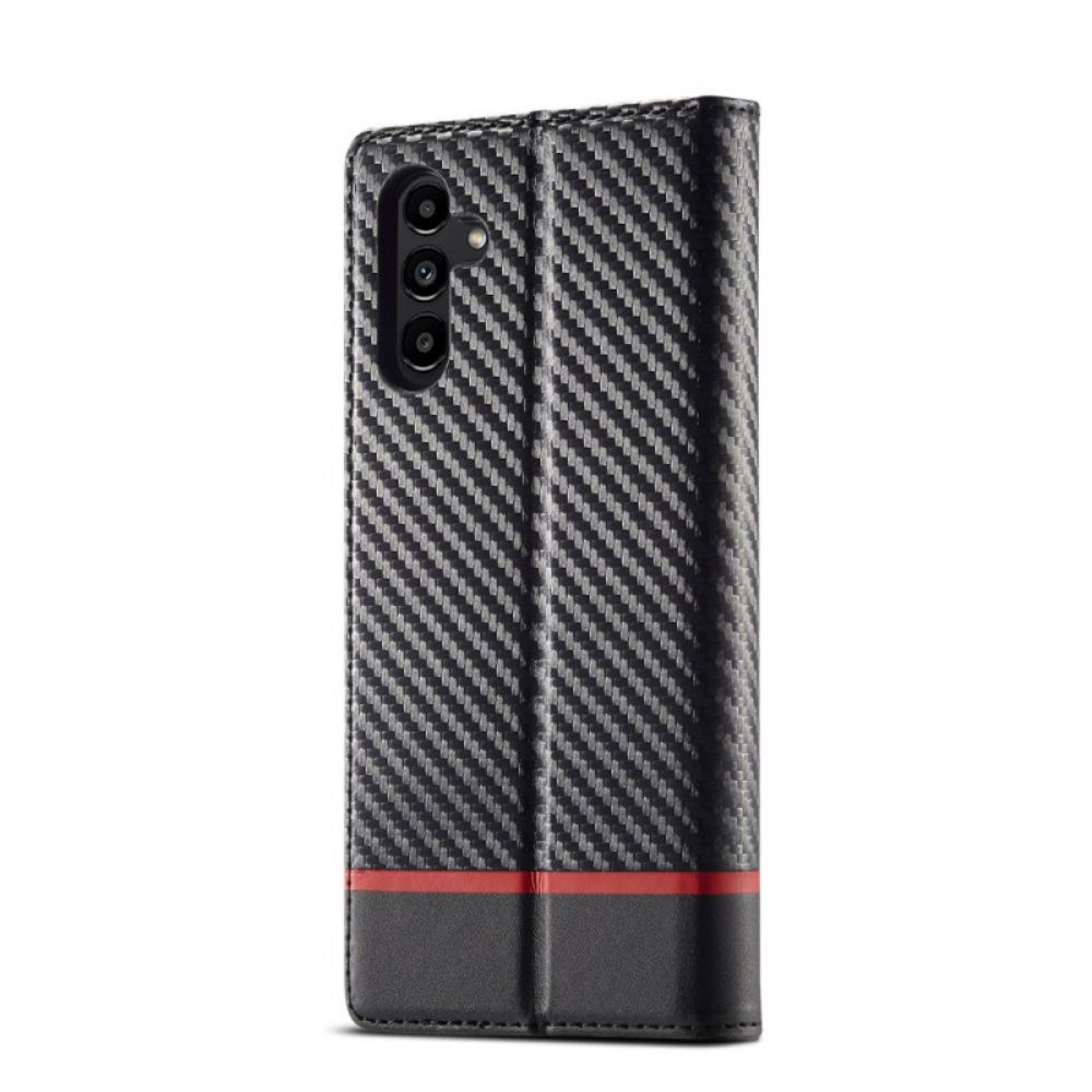 Kožené Pouzdro Folio Na Samsung Galaxy A55 5g Uhlíkové Vlákno Lc.imeeke