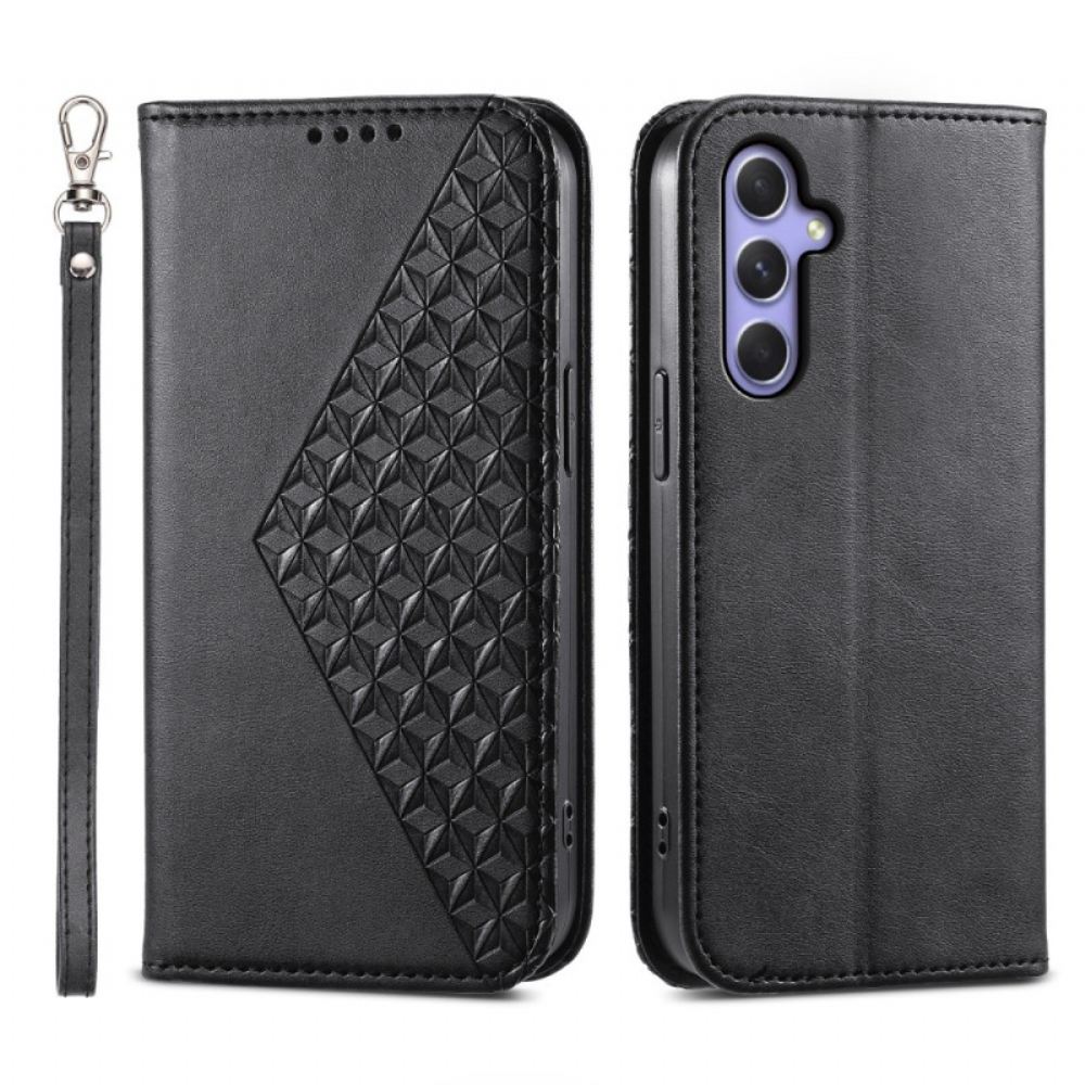 Kožené Pouzdro Samsung Galaxy A55 5g 3d Diamanty S Páskem