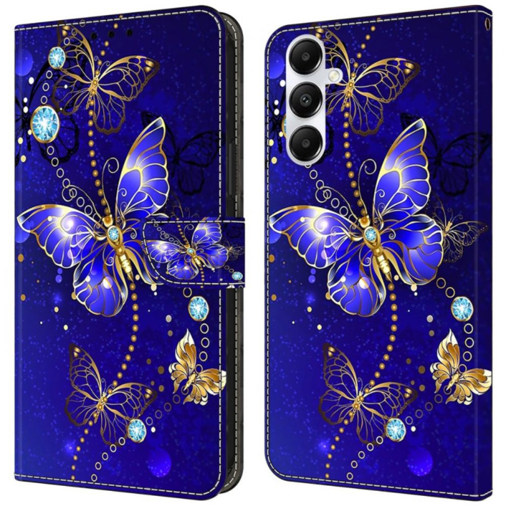 Kožený Kryt Na Samsung Galaxy A55 5g Diamantoví Motýli