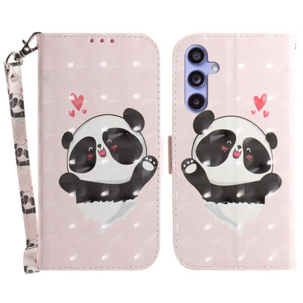 Kožený Kryt Na Samsung Galaxy A55 5g Panda Love S Popruhem