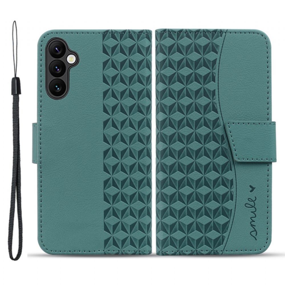 Kožený Kryt Na Samsung Galaxy A55 5g Úsměv Diamantů S Řemínkem