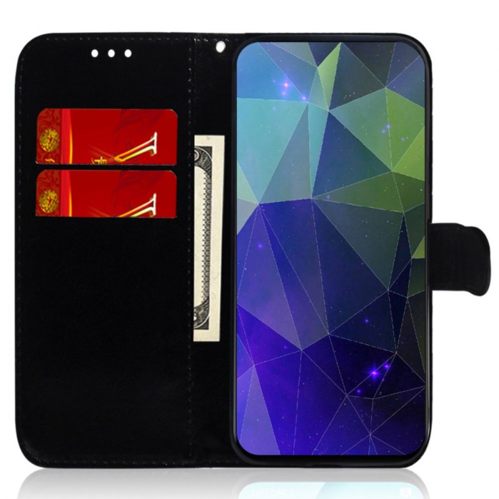 Kožený Kryt Na Samsung Galaxy A55 5g Zrcadlový Efekt A Popruh