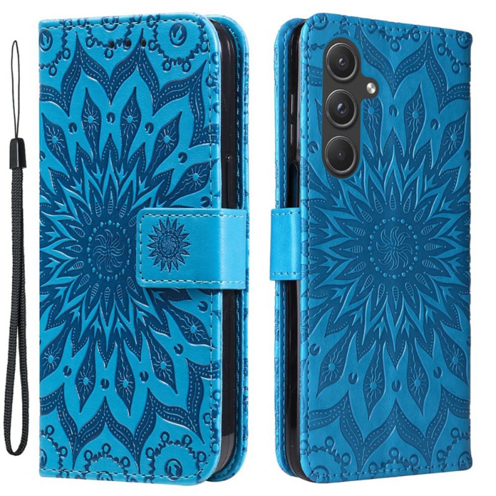 Kožený Kryt Samsung Galaxy A55 5g Báječná Mandala S Popruhem