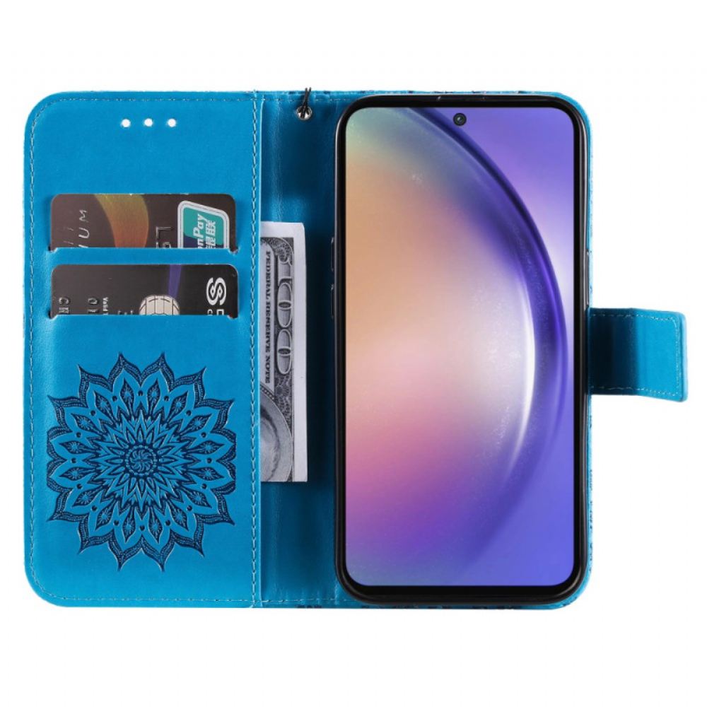 Kožený Kryt Samsung Galaxy A55 5g Báječná Mandala S Popruhem