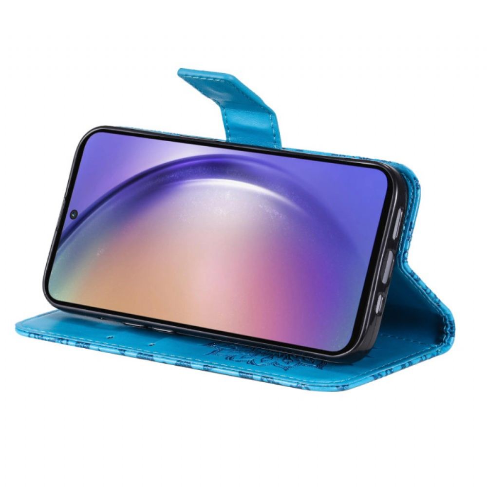 Kožený Kryt Samsung Galaxy A55 5g Báječná Mandala S Popruhem