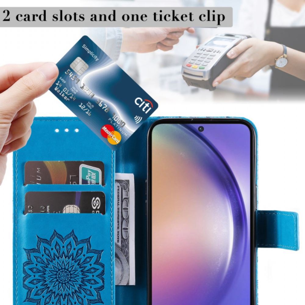 Kožený Kryt Samsung Galaxy A55 5g Báječná Mandala S Popruhem
