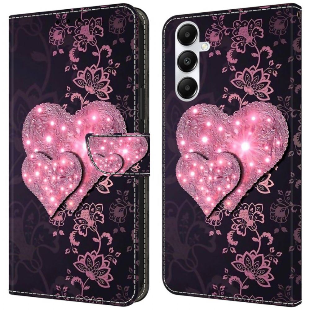 Kožený Kryt Samsung Galaxy A55 5g Krajkové Srdce
