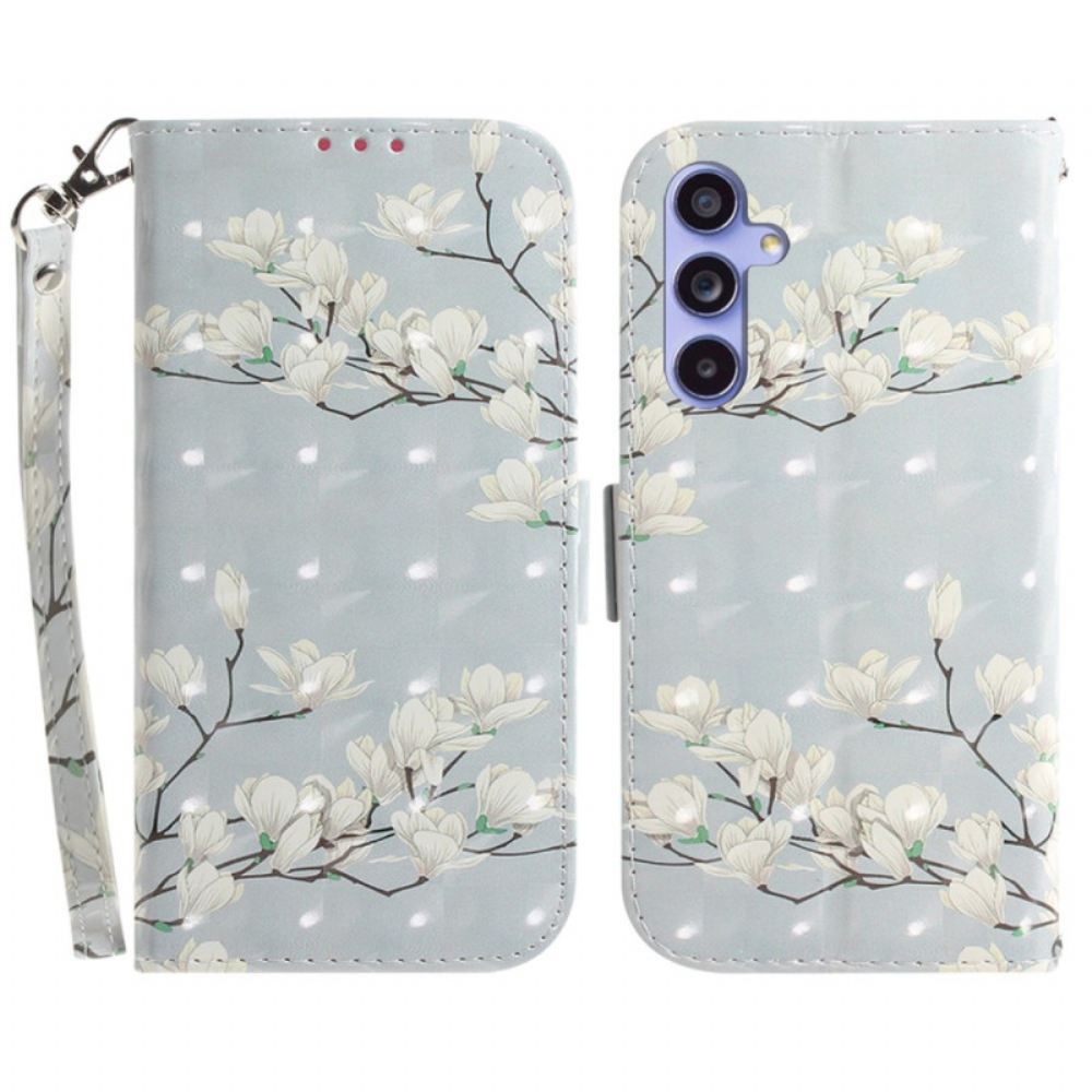 Kožený Kryt Samsung Galaxy A55 5g Lanière Magnolias