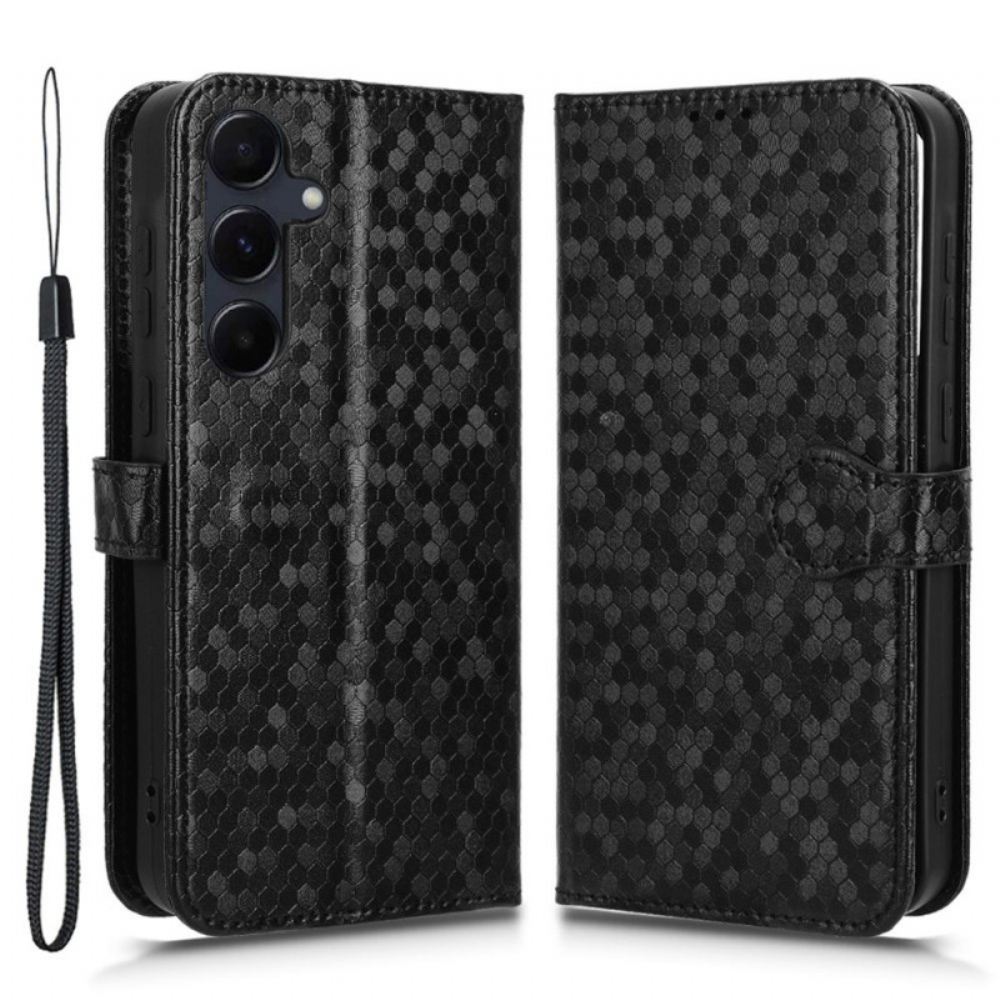 Kožený Kryt Samsung Galaxy A55 5g Lesklý Tečkovaný Pásek